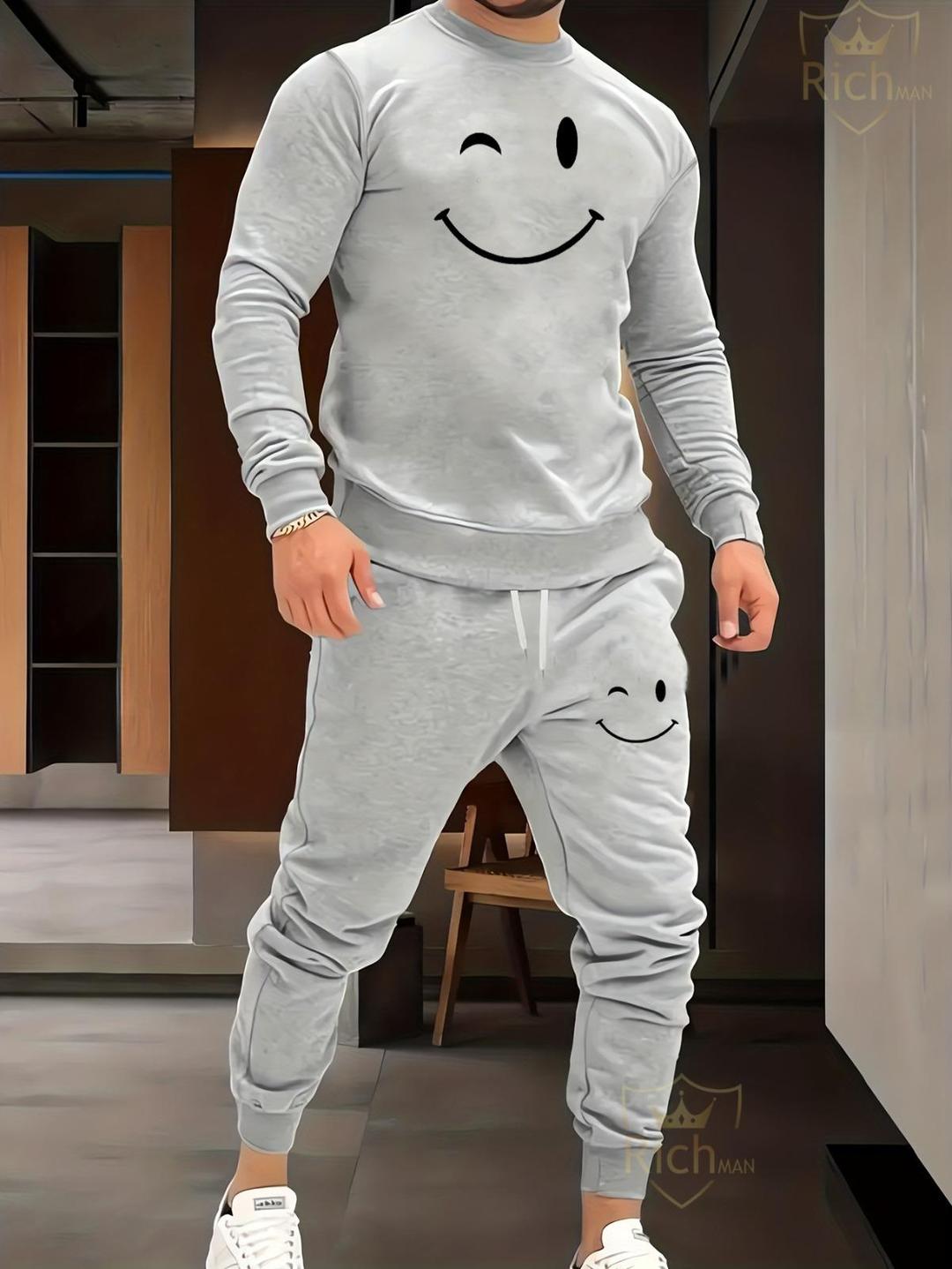 2 Pcs Men's Fleece Graphic Sweatshirt Track Suit NOVAPIK