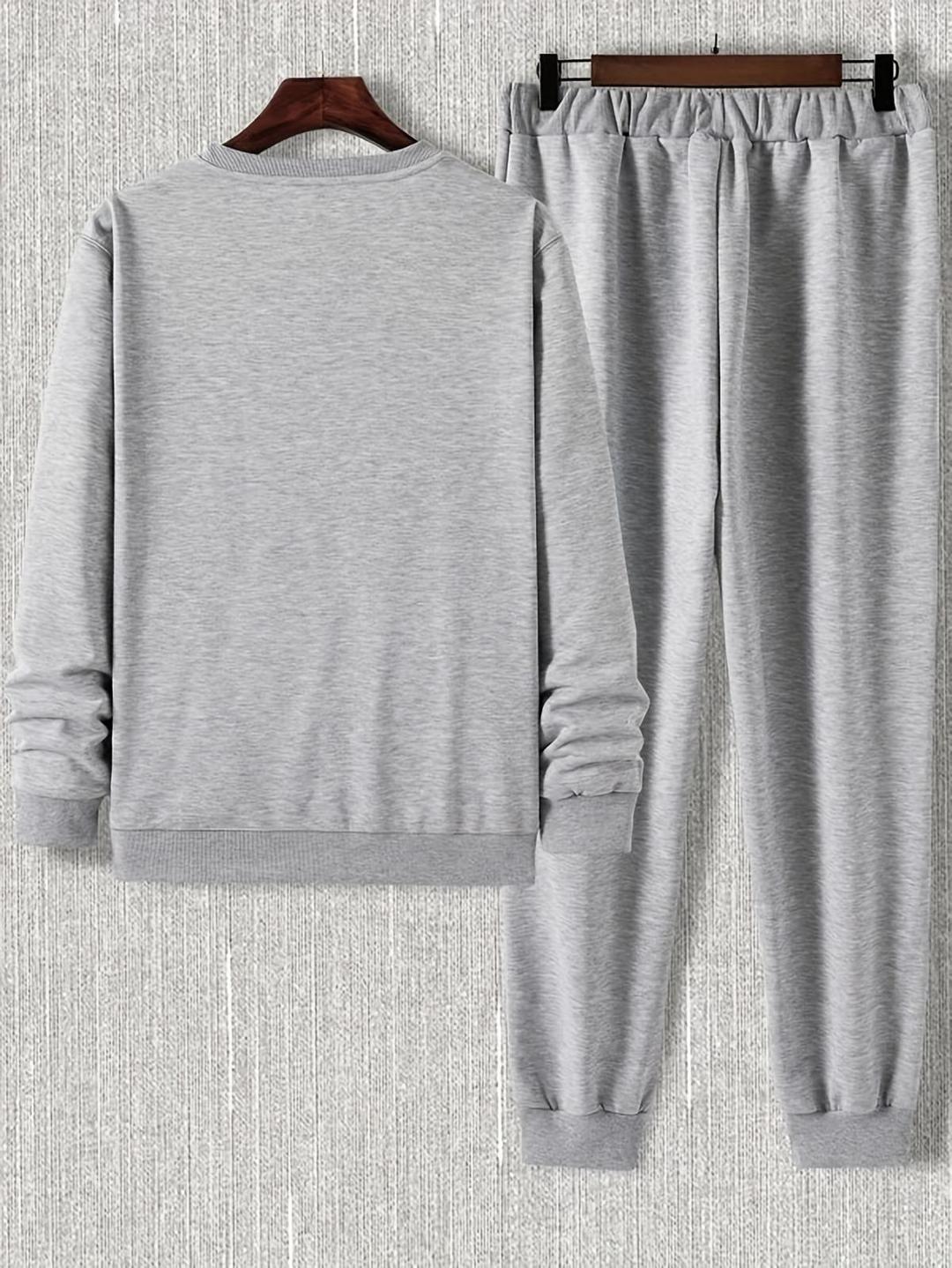 2 Pcs Men's Fleece Graphic Sweatshirt Track Suit NOVAPIK