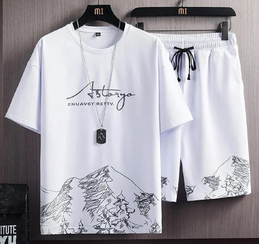 Men's Printed Polyester T-Shirt & Shorts Tracksuit - 2 Pcs Set NOVAPIK
