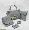 5 Pcs Women's PU Leather Plain Hand Bag Set NOVAPIK