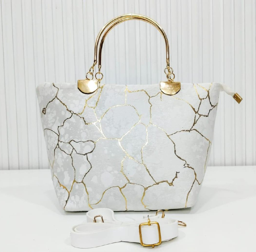 Chic Girl's Velvet Printed Hand Bag