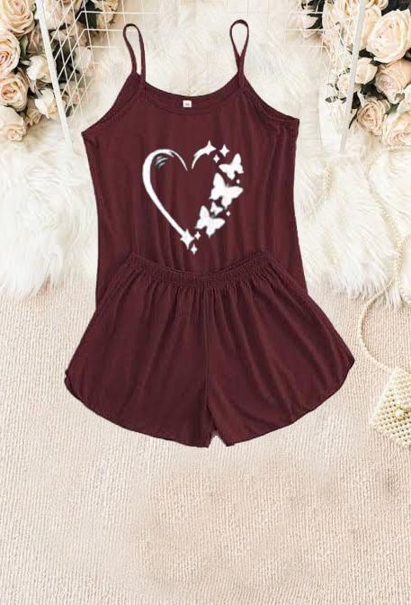 Comfortable Cotton Jersey Camisole Set - Stylish Printed Design (2 Pcs) NOVAPIK