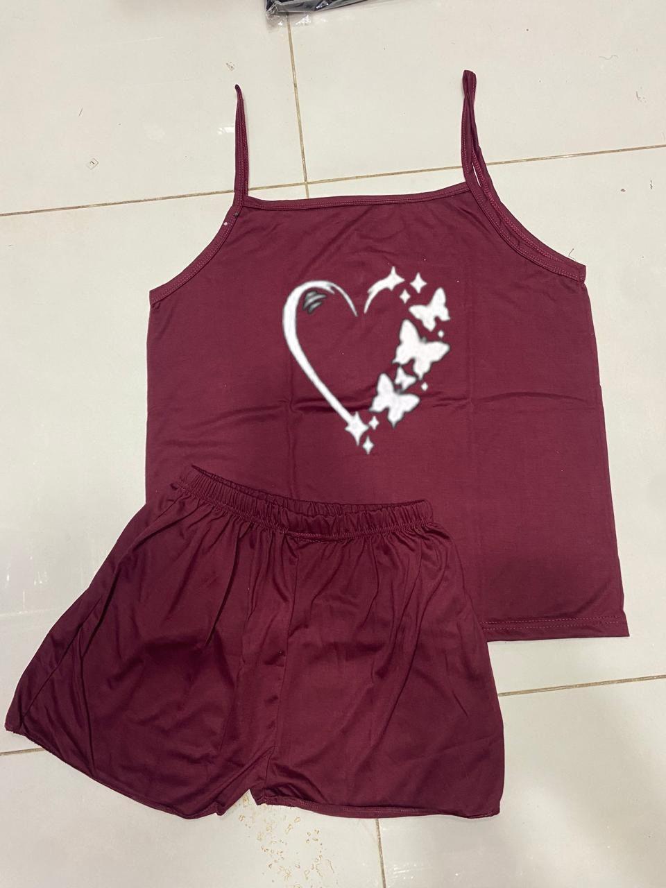 Comfortable Cotton Jersey Camisole Set - Stylish Printed Design (2 Pcs) NOVAPIK