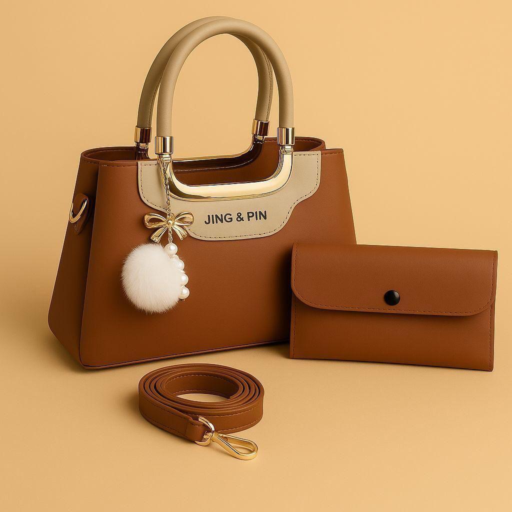 Women's PU Leather Plain Hand Bag Set NOVAPIK
