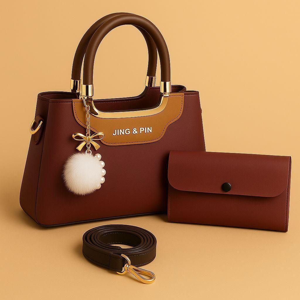 Women's PU Leather Plain Hand Bag Set NOVAPIK