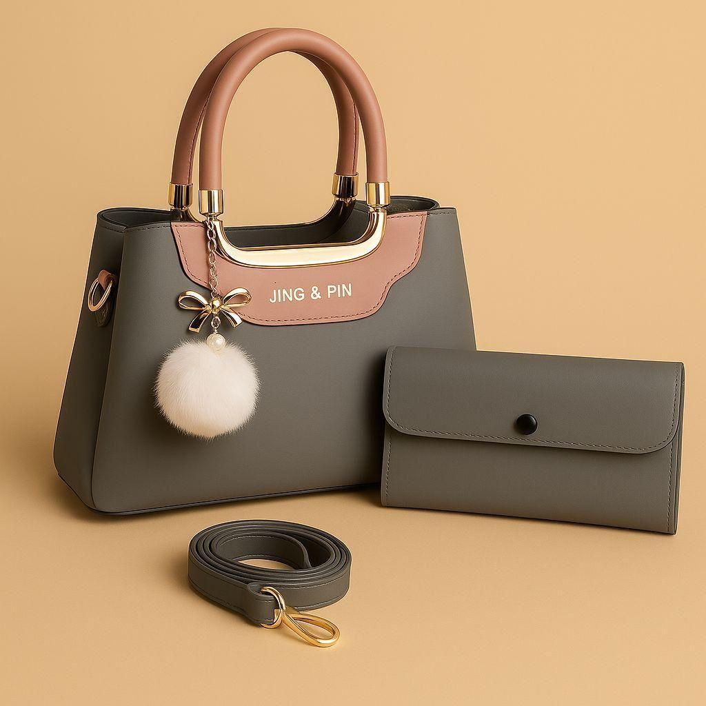 Women's PU Leather Plain Hand Bag Set NOVAPIK