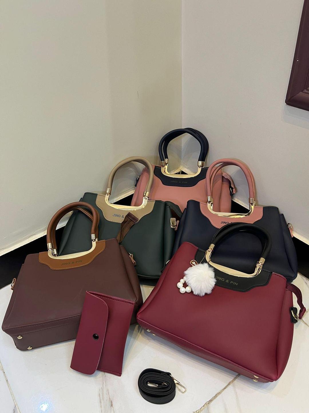 Women's PU Leather Plain Hand Bag Set NOVAPIK