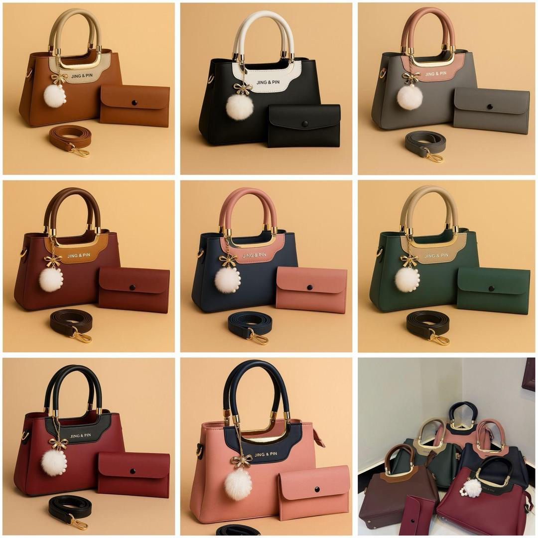 Women's PU Leather Plain Hand Bag Set NOVAPIK