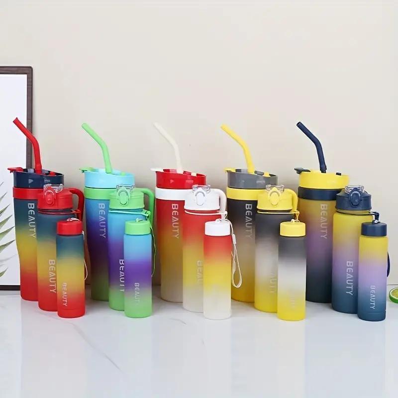Multicolor Leak-Proof Gradient Water Bottles - Pack of 3 Pcs NOVAPIK