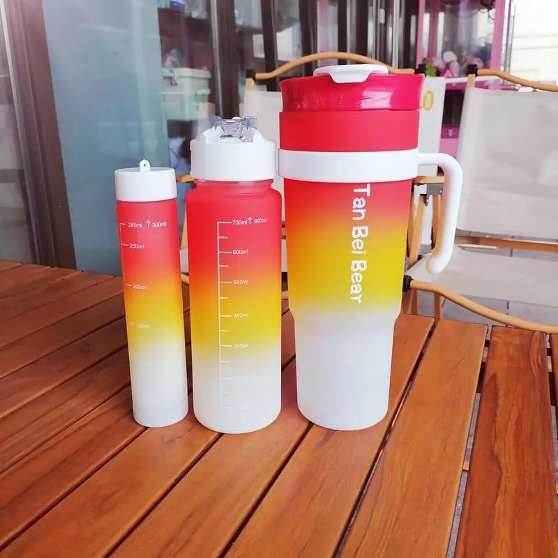 Multicolor Leak-Proof Gradient Water Bottles - Pack of 3 Pcs NOVAPIK