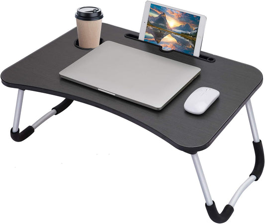Foldable Black Laptop Table with Tablet Groove & Cup Holder – Multi-Use Desk for Work & Home     Ask ChatGPT NOVAPIK
