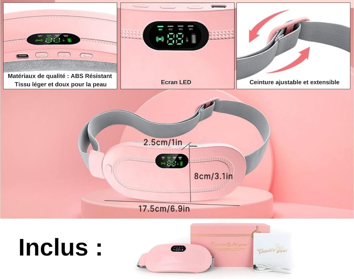 Digital Heating & Massage Belt for Cramps – 3 Heat Levels, 4 Vibration Modes NOVAPIK
