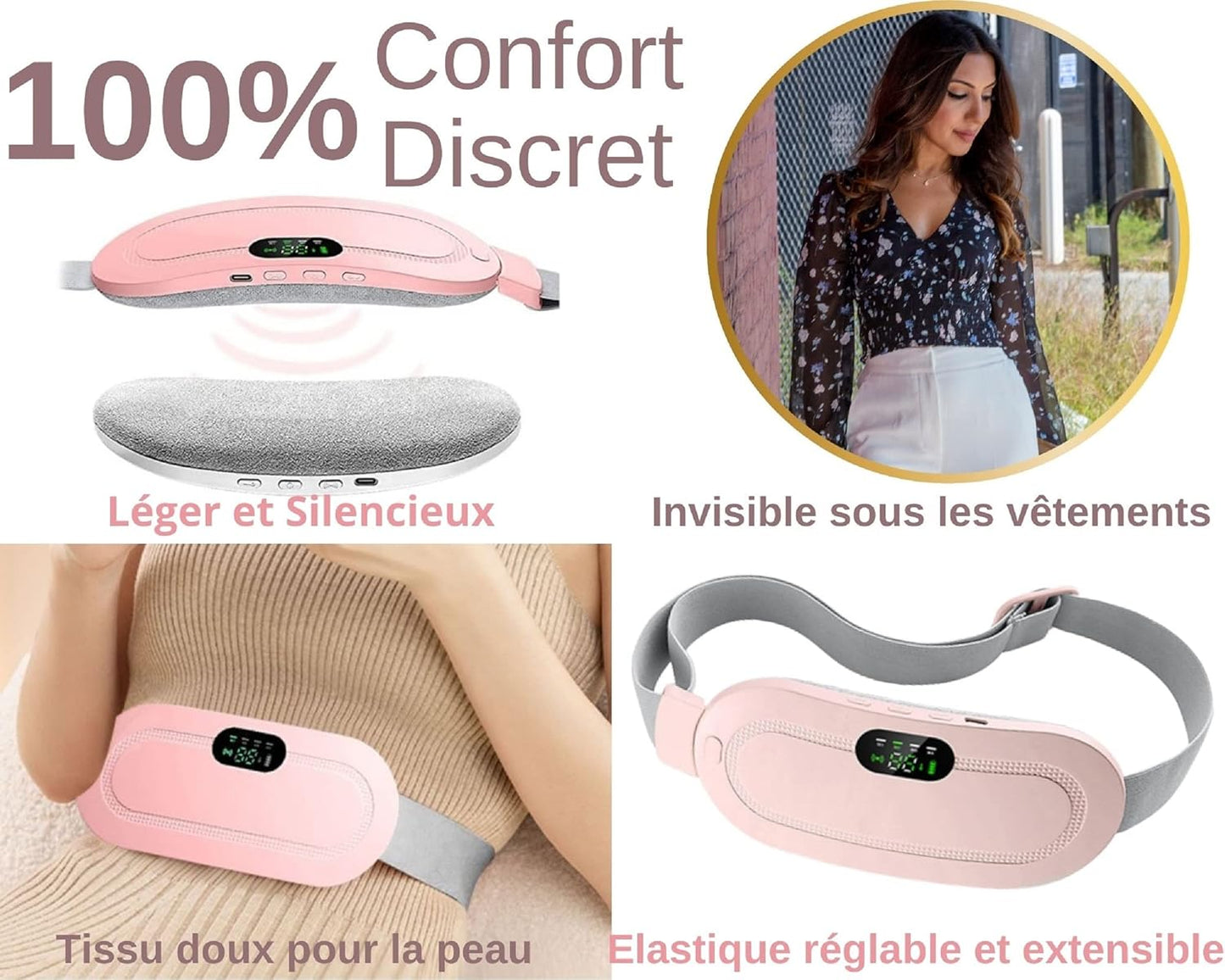 Digital Heating & Massage Belt for Cramps – 3 Heat Levels, 4 Vibration Modes NOVAPIK